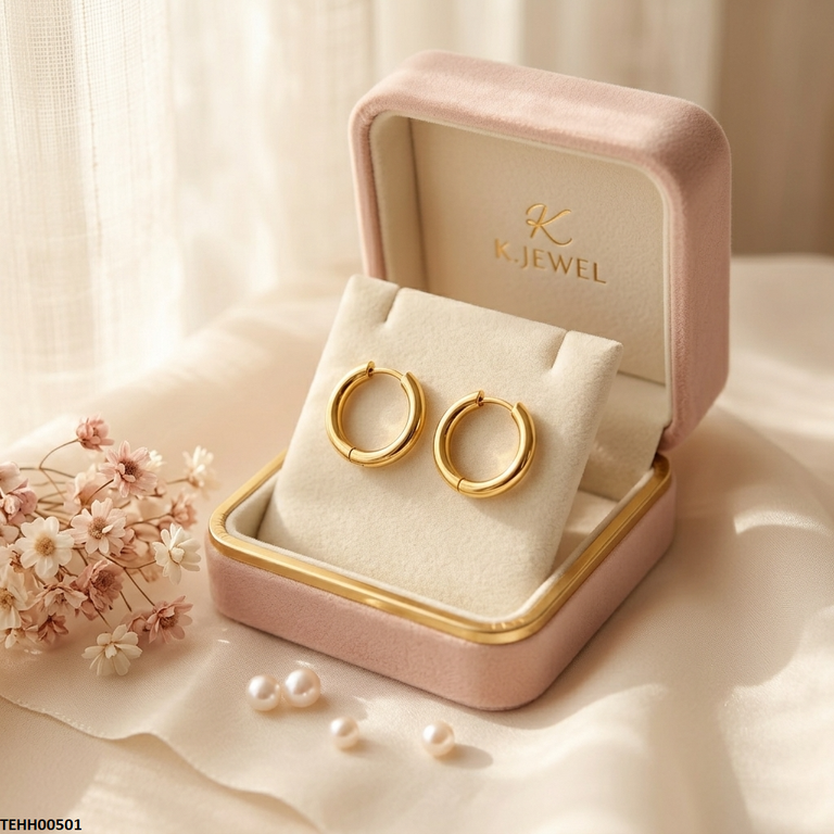 TEHH00501 XAS Round Stainless Steel Ear Hoops Pair - TEHH