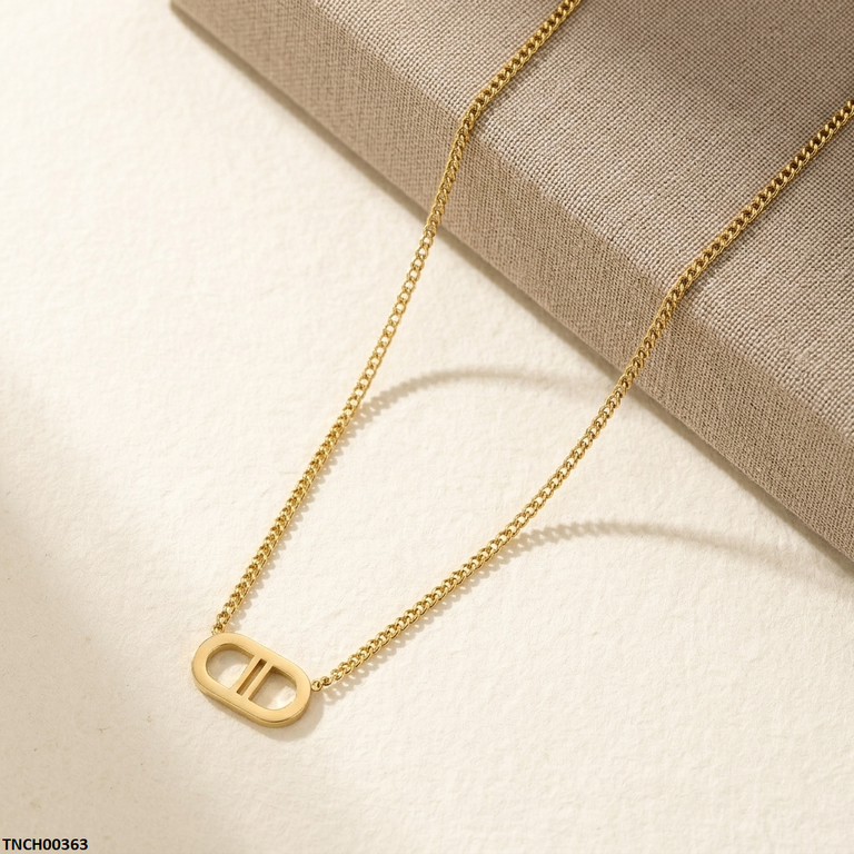 TNCH00363  MSJ Stainless Steel Double D Necklace - TNCH