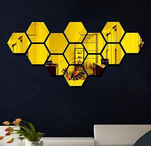 Name: Hexagon Acrylic Mirror Wall Stickers (12 cm)