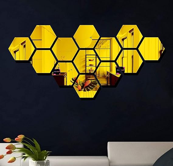 Name: Hexagon Acrylic Mirror Wall Stickers (12 cm)